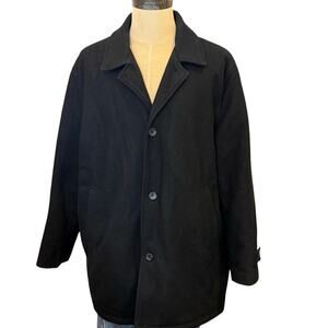 LONDON FOG Black Wool Blend Coat Men size XL
